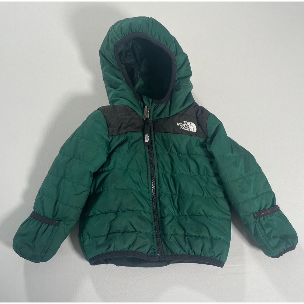 The North Face Green / Black Reversible Perrito Hooded Jacket Size 3-6 Months
